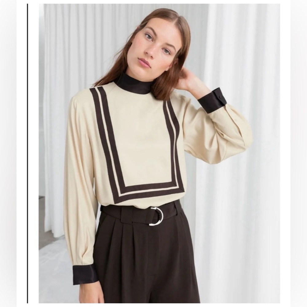 & Other Stories Cream and Black Blouse